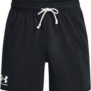 Under Armour Men's XXL Rival Terry Shorts - Black Onyx/White, 6" Athletic Gym